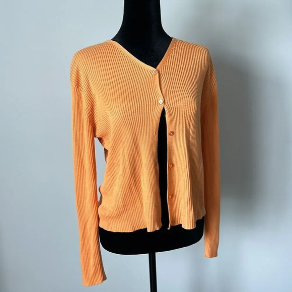 k.b collections long sleeve button down Orange Cardigan - Picture 2 of 8